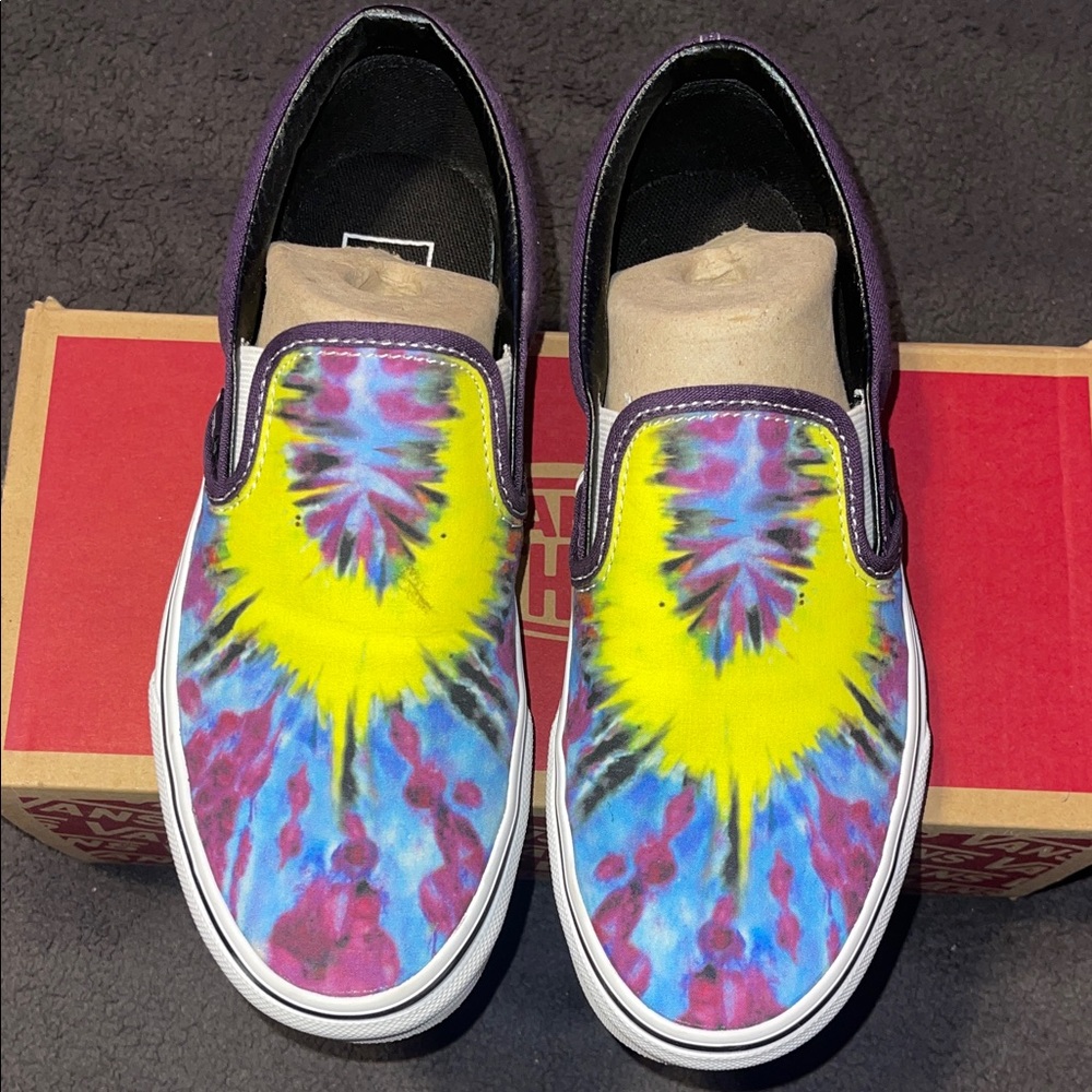 Vans Tie-Dye Slip-On Sneakers - Yellow, Blue, Purple